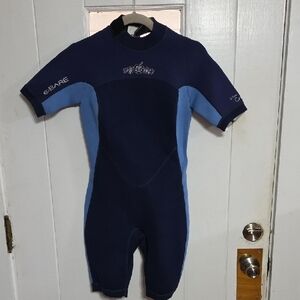 Bare Women's Wet Suit 2/2 mm Crush Blue Neoprene Back Zip W/ Pull Sz 12 EUC